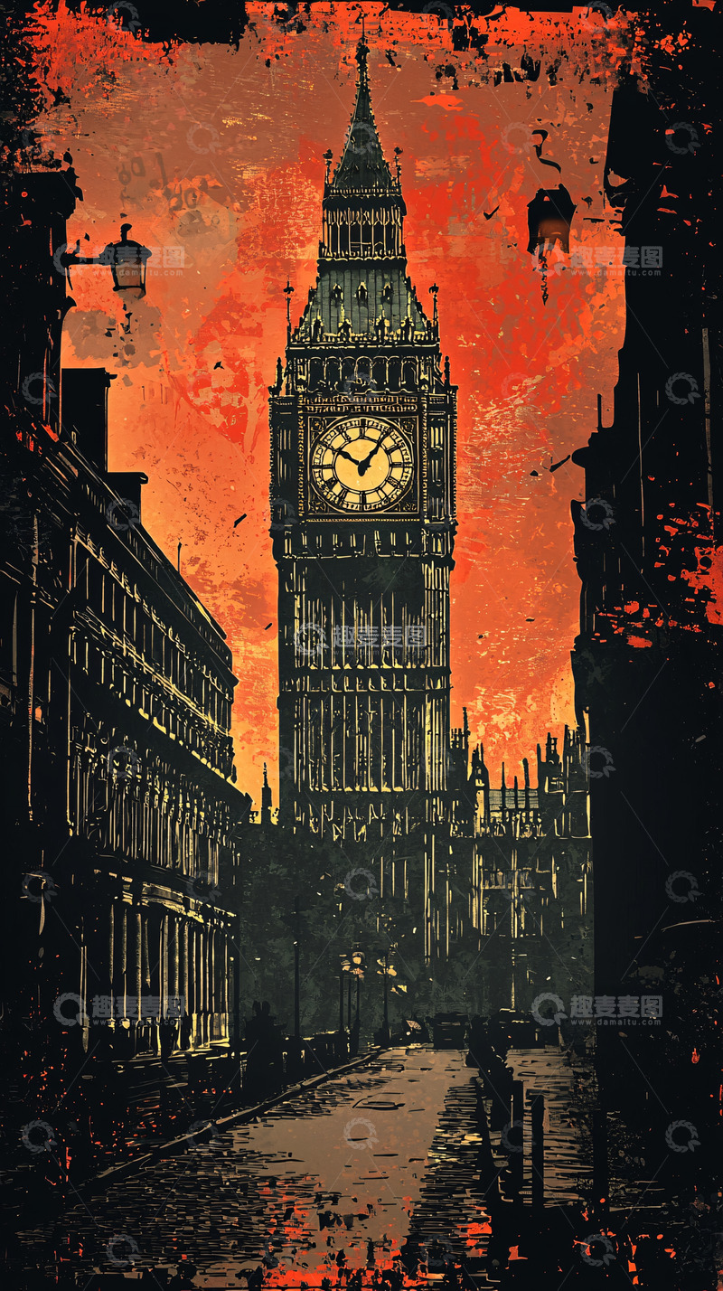 高清大图下载【趣麦麦图】伦敦大本钟夜景