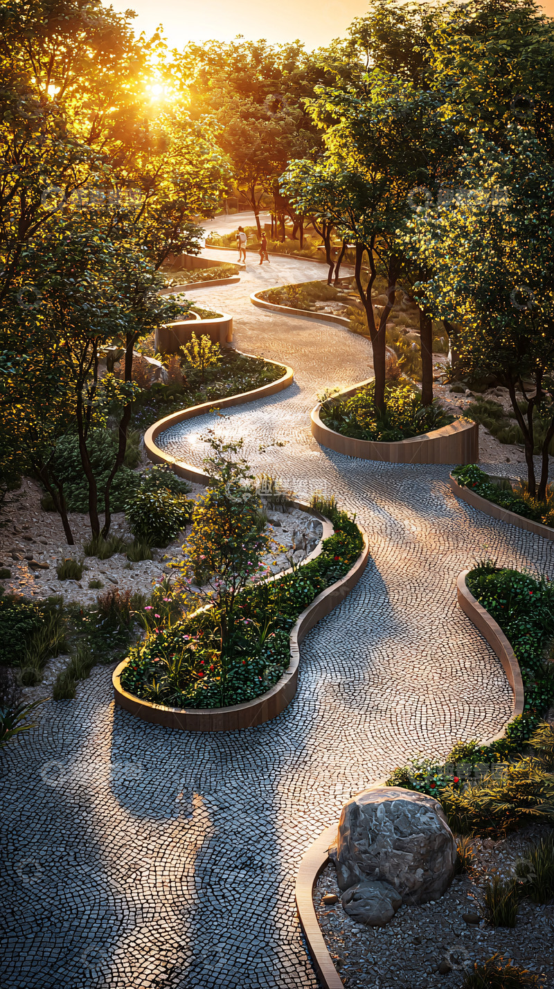 高清大图下载【趣麦麦图】蜿蜒小路阳光明媚的公园