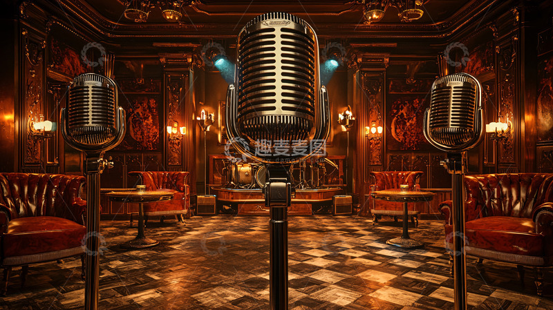 高清大图下载【趣麦麦图】复古麦克风舞台