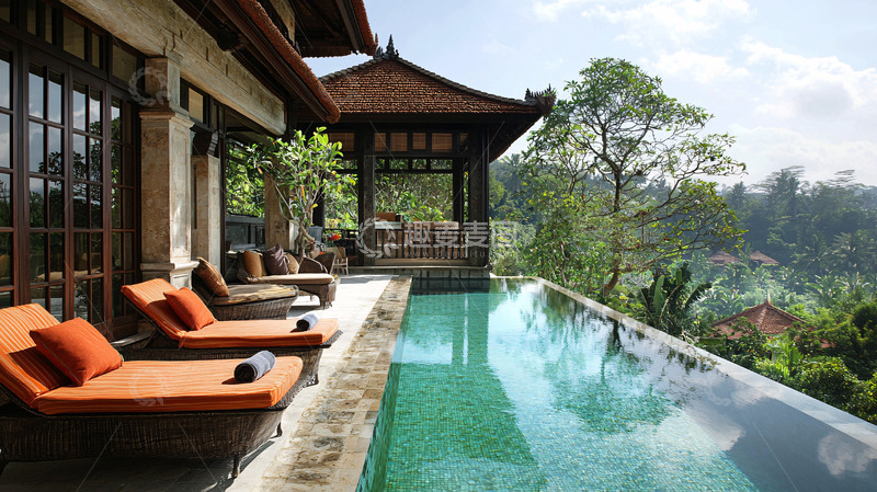 高清大图下载【趣麦麦图】度假别墅无边泳池