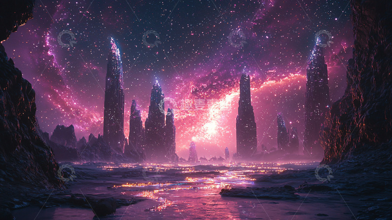 高清大图下载【趣麦麦图】奇幻星球夜景