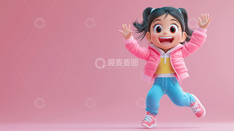 高清大图下载【趣麦麦图】可爱卡通女孩