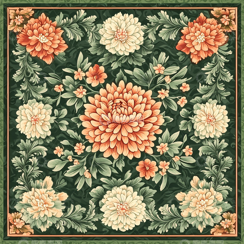 高清大图下载【趣麦麦图】中式花卉图案