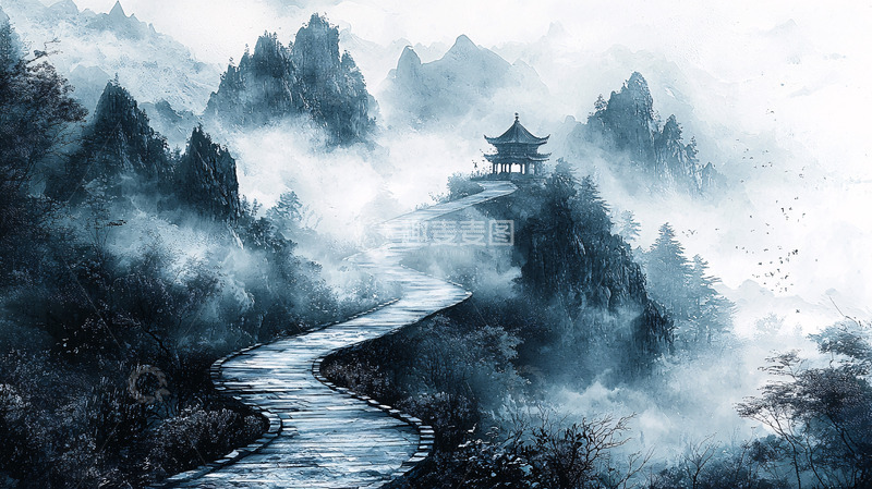 高清大图下载【趣麦麦图】水墨山水画45
