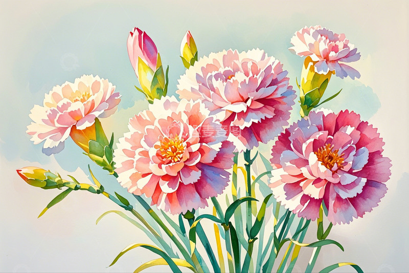 高清大图下载【趣麦麦图】鲜花康乃馨插画5