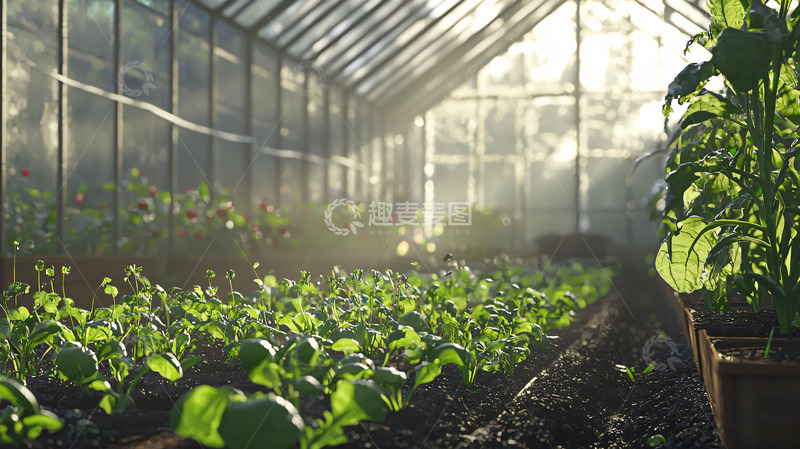 高清大图下载【趣麦麦图】阳光洒进温室大棚