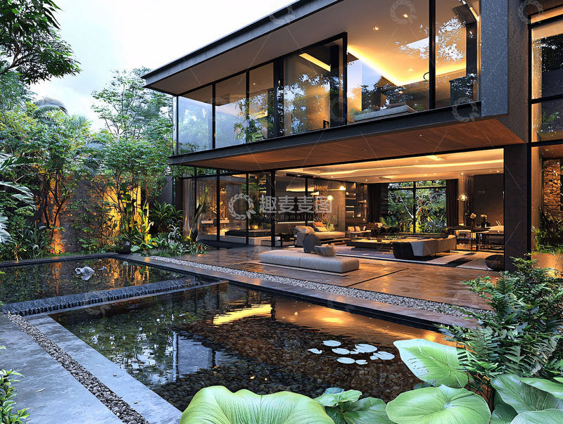 高清大图下载【趣麦麦图】现代别墅夜景