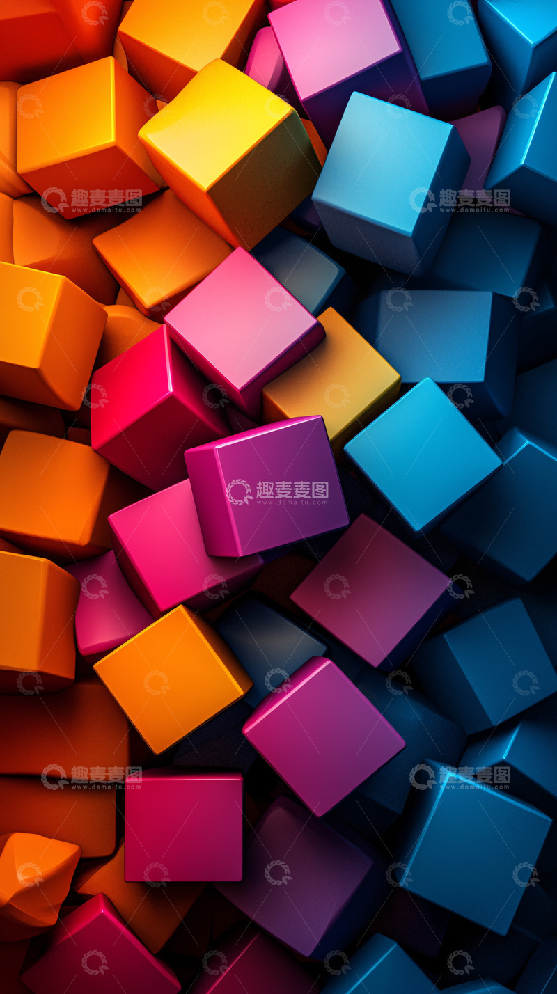 高清大图下载【趣麦麦图】彩色方块堆积