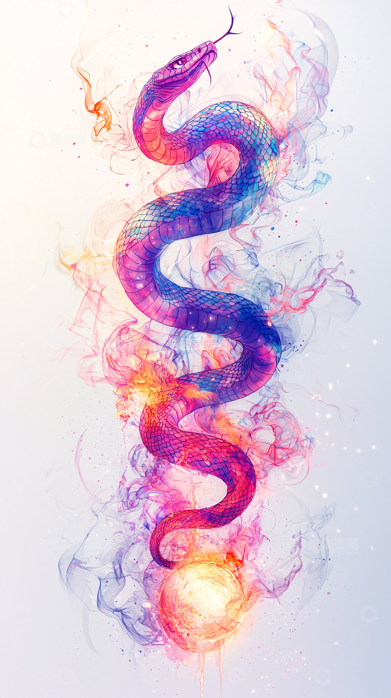 高清大图下载【趣麦麦图】彩色烟雾巨蟒