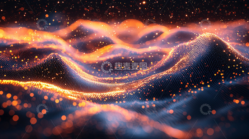 高清大图下载【趣麦麦图】金色星光闪耀的流体波浪