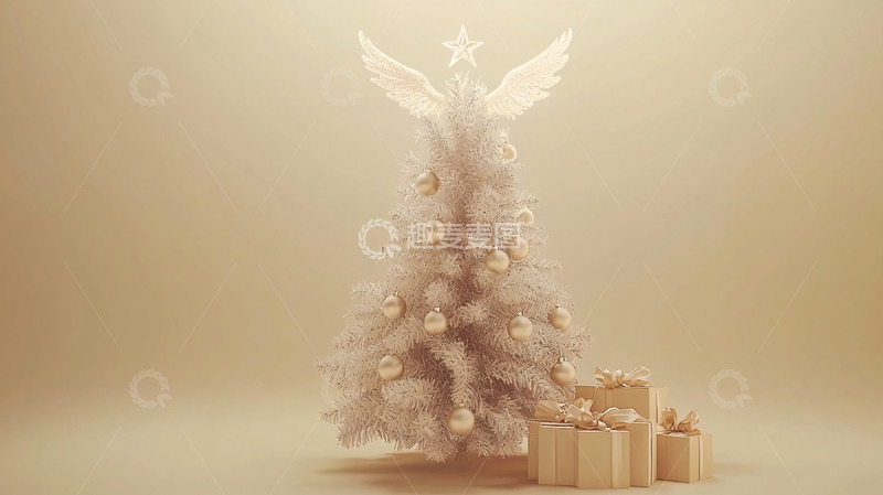 高清大图下载【趣麦麦图】白色圣诞树
