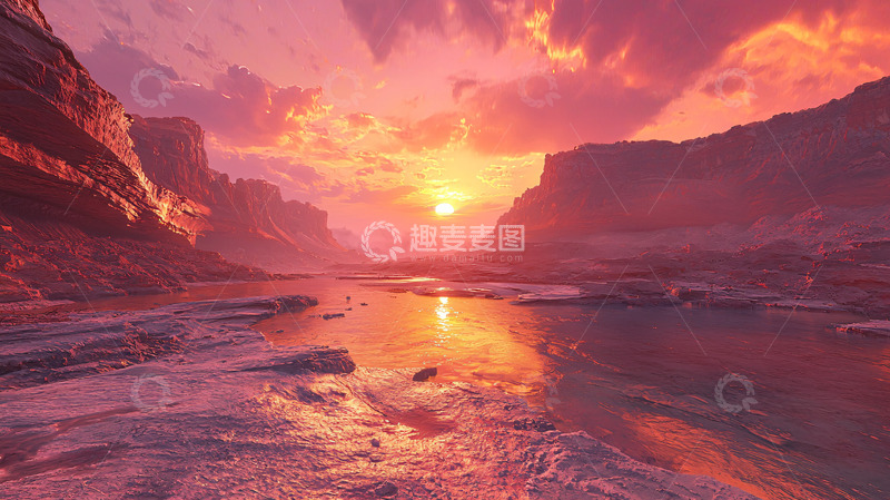 高清大图下载【趣麦麦图】峡谷日落