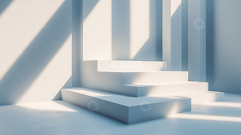 高清大图下载【趣麦麦图】极简主义白色阶梯展示台
