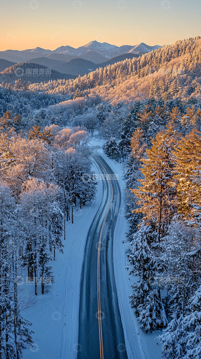 高清大图下载【趣麦麦图】雪山公路美景
