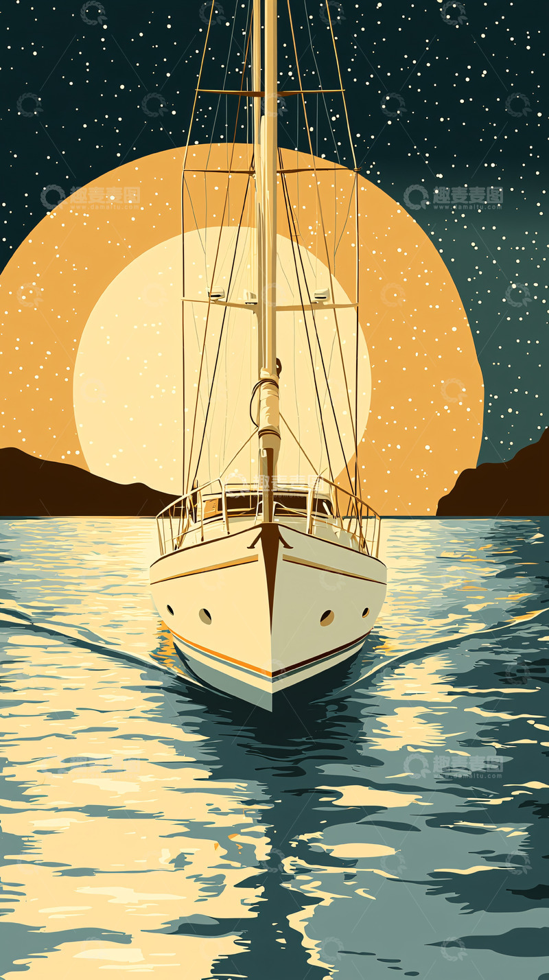高清大图下载【趣麦麦图】夜晚航行