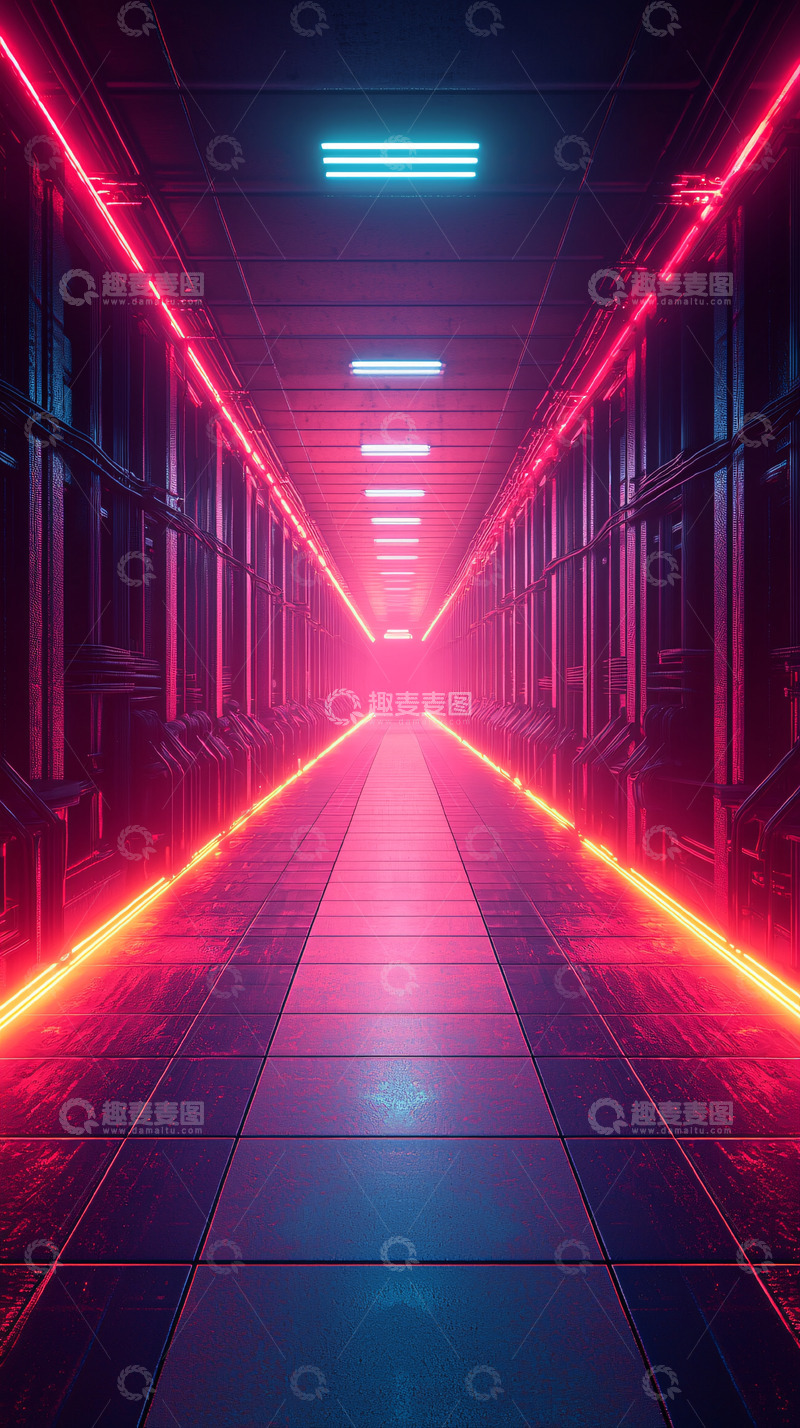 高清大图下载【趣麦麦图】未来感走廊灯光隧道