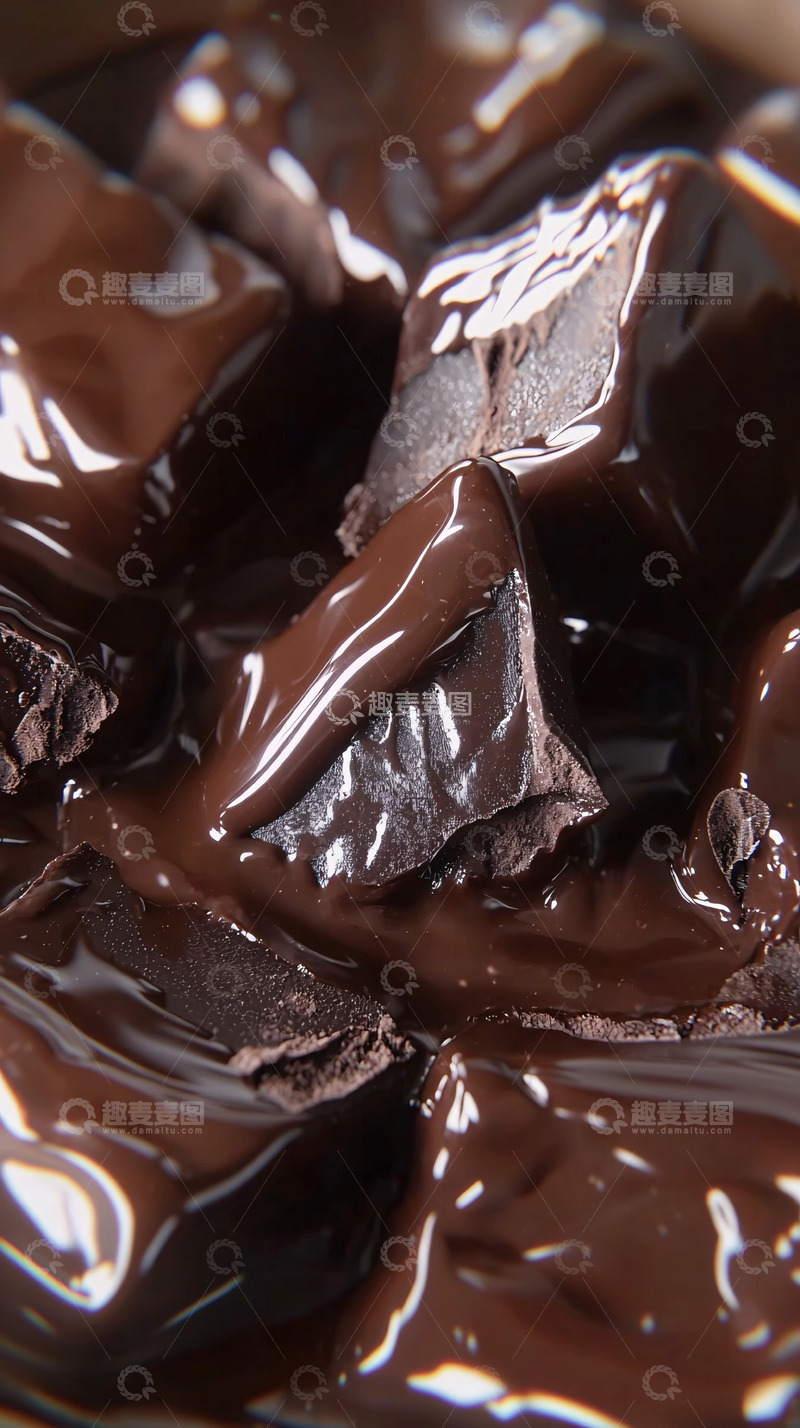 融化的黑巧克力块