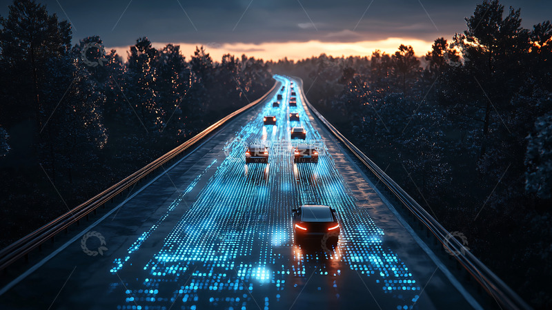 高清大图下载【趣麦麦图】高速公路上的自动驾驶汽车