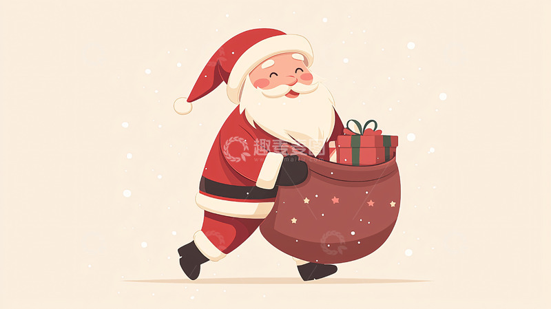高清大图下载【趣麦麦图】圣诞老人提着礼物袋