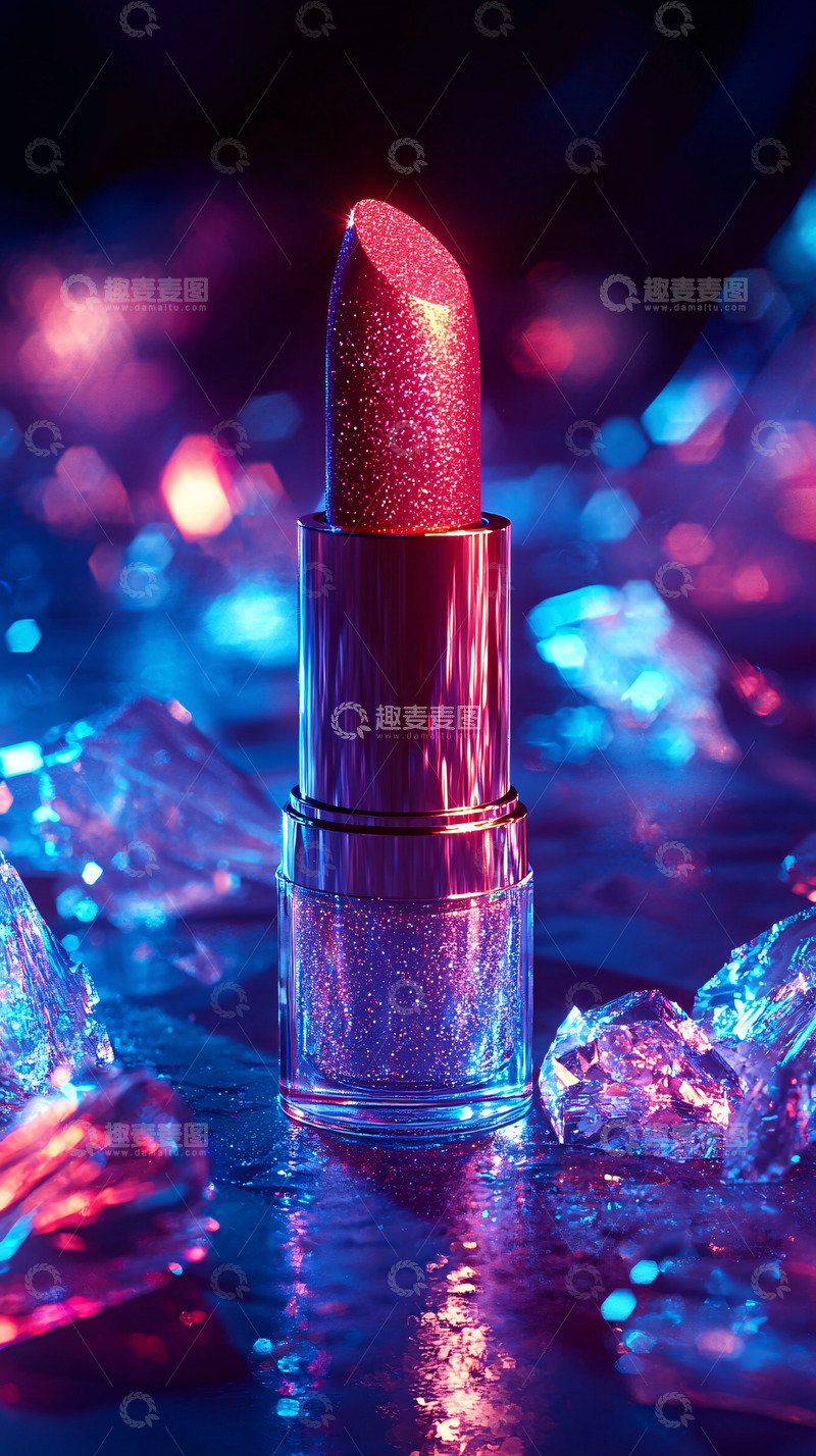 高清大图下载【趣麦麦图】闪耀口红与冰晶的梦幻组合