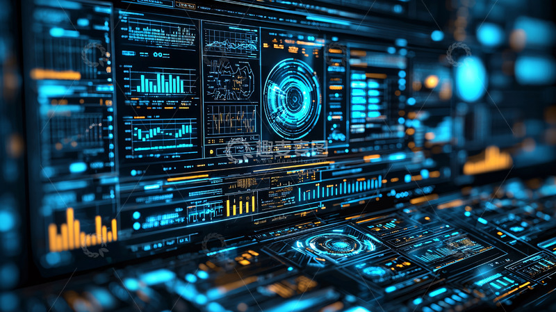 高清大图下载【趣麦麦图】科技感蓝色数据屏幕