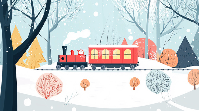 高清大图下载【趣麦麦图】冬季火车雪景