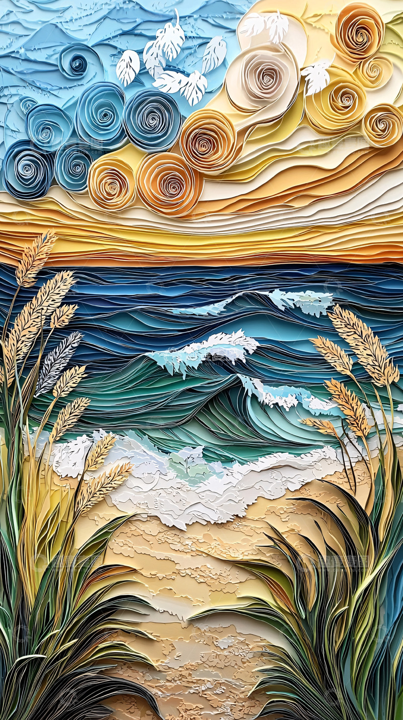 高清大图下载【趣麦麦图】纸艺海景