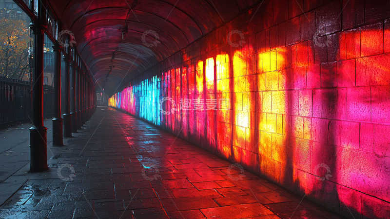 高清大图下载【趣麦麦图】彩色灯光隧道