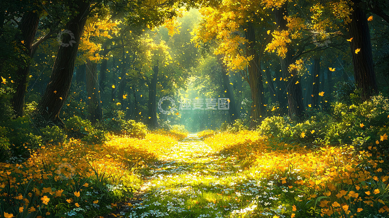 高清大图下载【趣麦麦图】阳光森林小路