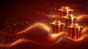 红色背景金色礼物
