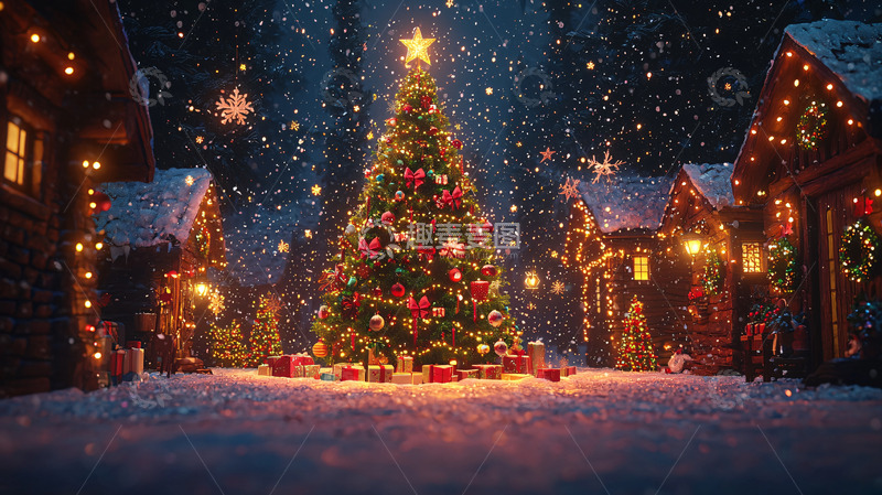 高清大图下载【趣麦麦图】圣诞节雪景