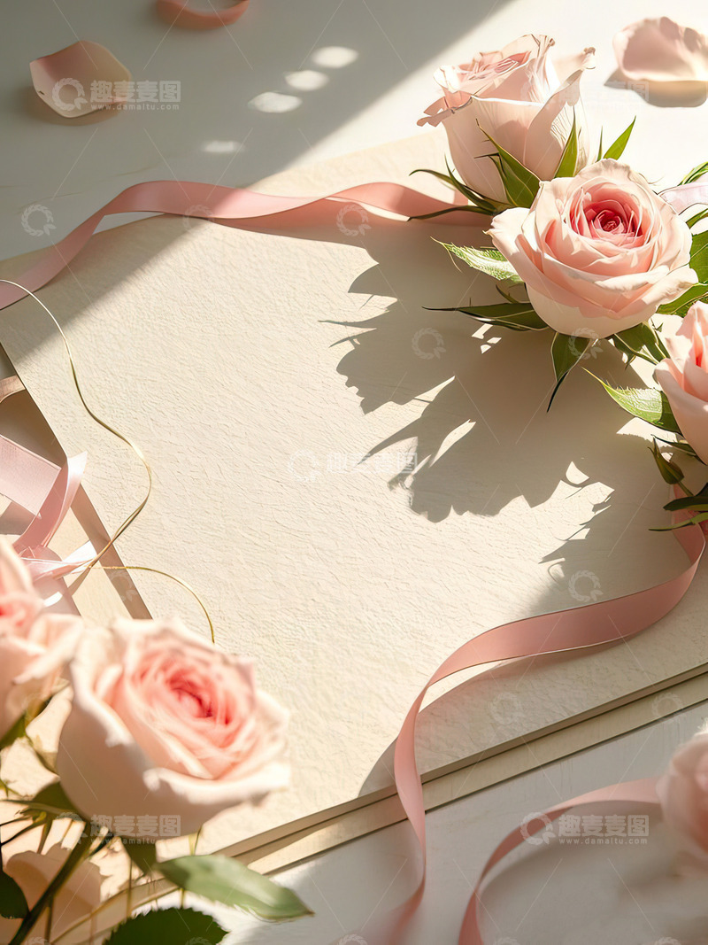 高清大图下载【趣麦麦图】情人节520七夕素雅玫瑰花背景13