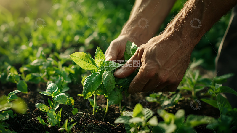 高清大图下载【趣麦麦图】双手种植幼苗
