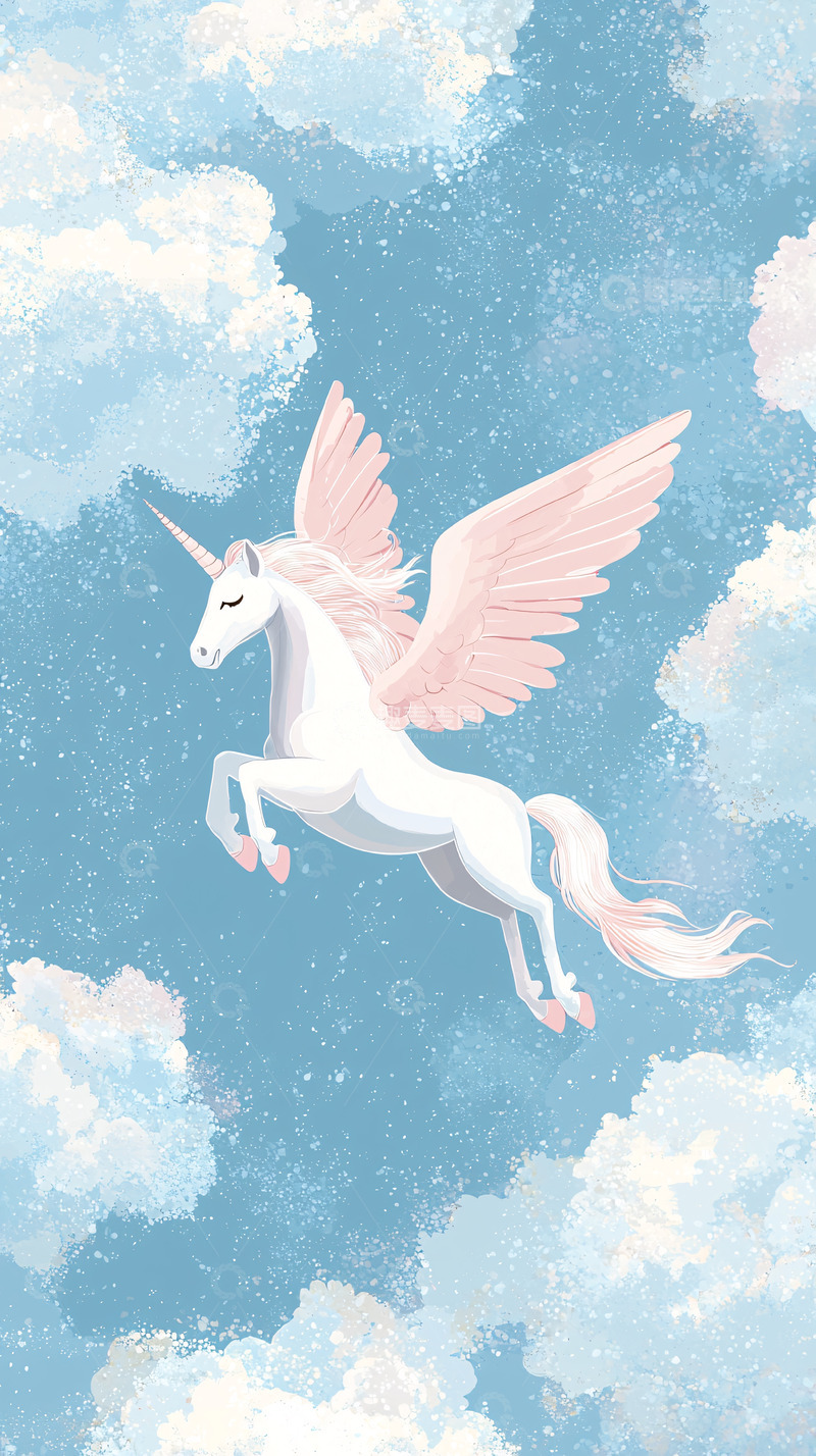 高清大图下载【趣麦麦图】飞翔的独角兽