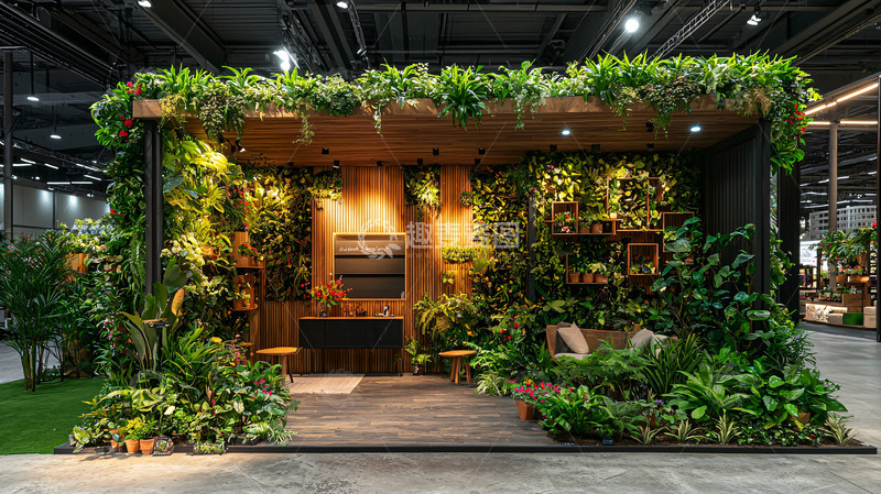高清大图下载【趣麦麦图】绿植背景墙展台设计