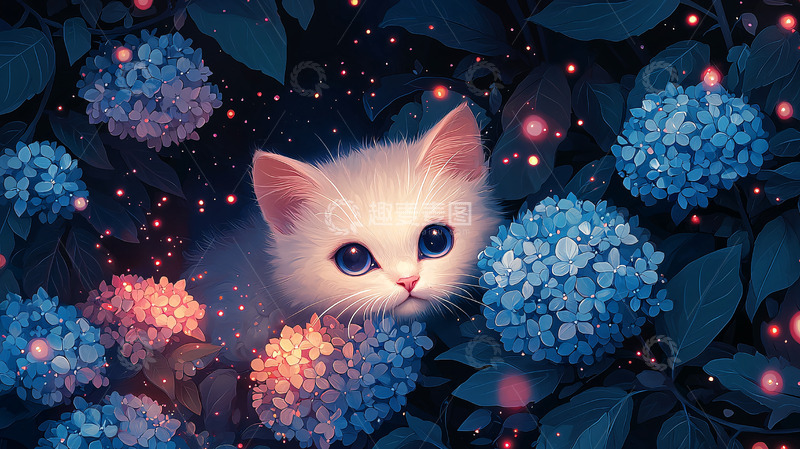 高清大图下载【趣麦麦图】蓝眼白猫