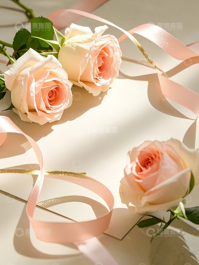 高清大图下载【趣麦麦图】情人节520七夕素雅玫瑰花背景4