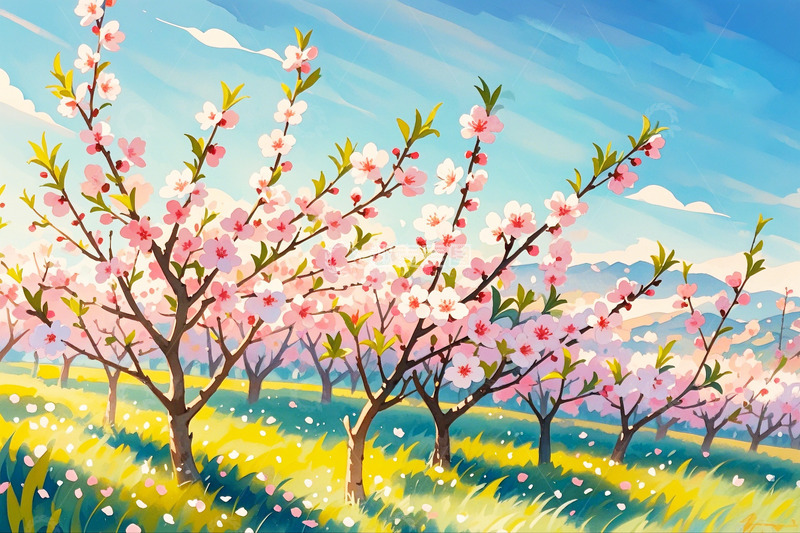 高清大图下载【趣麦麦图】春天桃花背景2