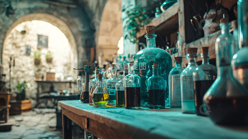 高清大图下载【趣麦麦图】古色古香的炼金术士实验室