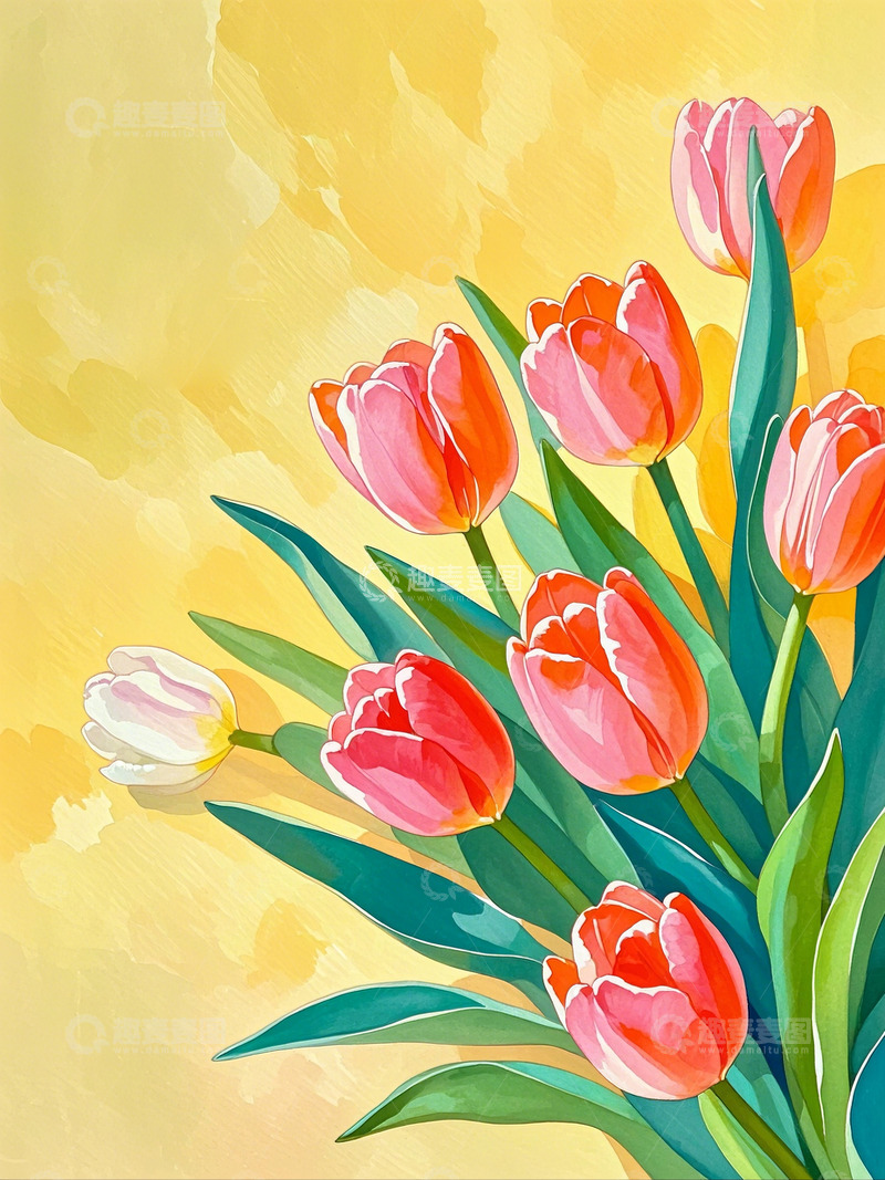 高清大图下载【趣麦麦图】粉色郁金香花朵7