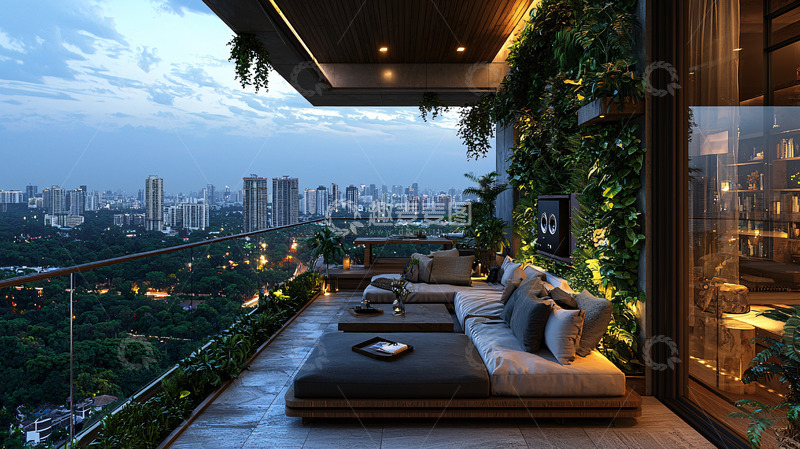 高清大图下载【趣麦麦图】城市景观阳台沙发