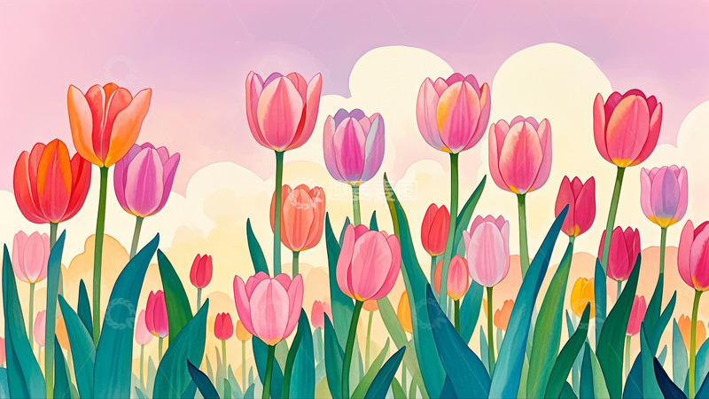 高清大图下载【趣麦麦图】粉色郁金香花朵6