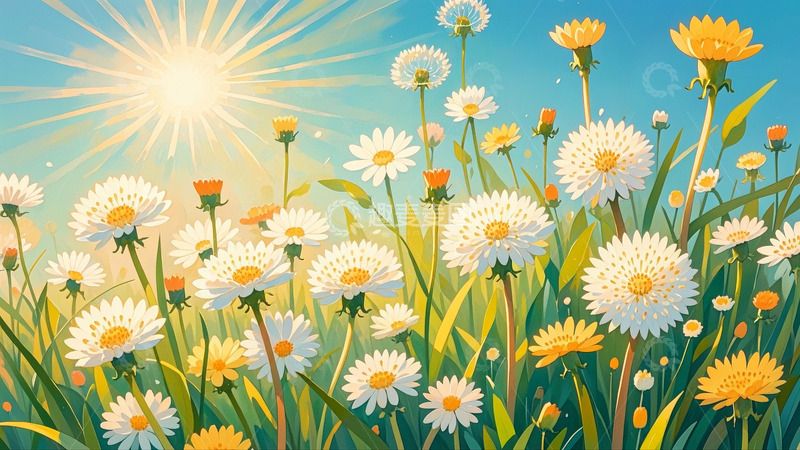 高清大图下载【趣麦麦图】绿色唯美蒲公英3