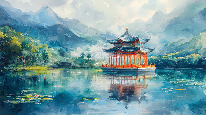 高清大图下载【趣麦麦图】水墨山水画46