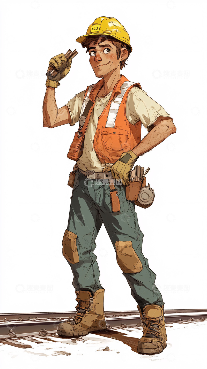 高清大图下载【趣麦麦图】卡通建筑工人