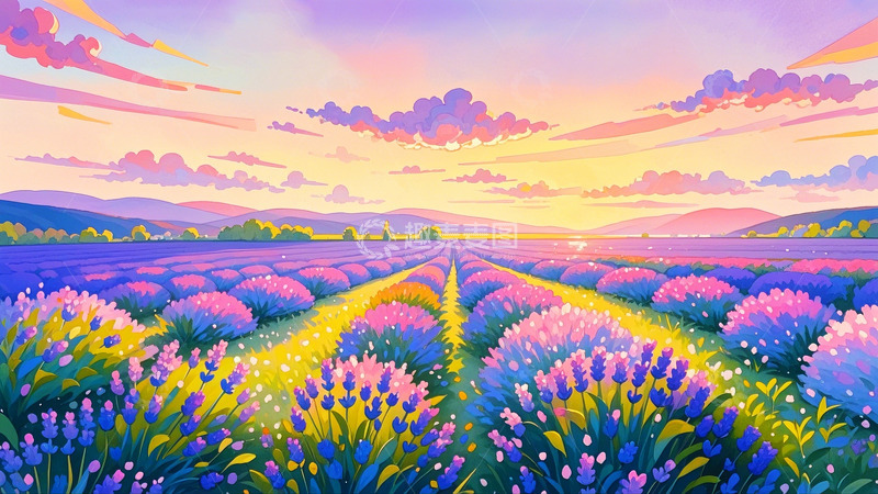 高清大图下载【趣麦麦图】薰衣草唯美背景1