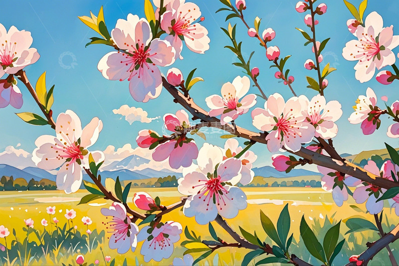 高清大图下载【趣麦麦图】春天桃花背景5