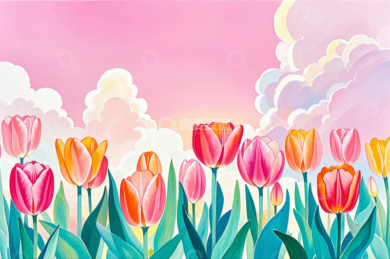 高清大图下载【趣麦麦图】粉色郁金香花朵1