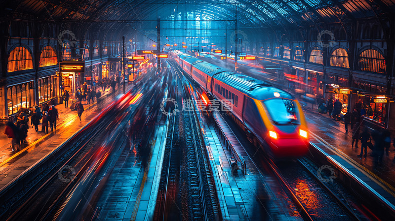 高清大图下载【趣麦麦图】夜晚火车站