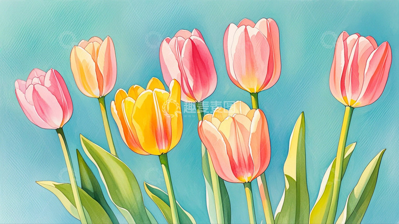 高清大图下载【趣麦麦图】粉色郁金香花朵